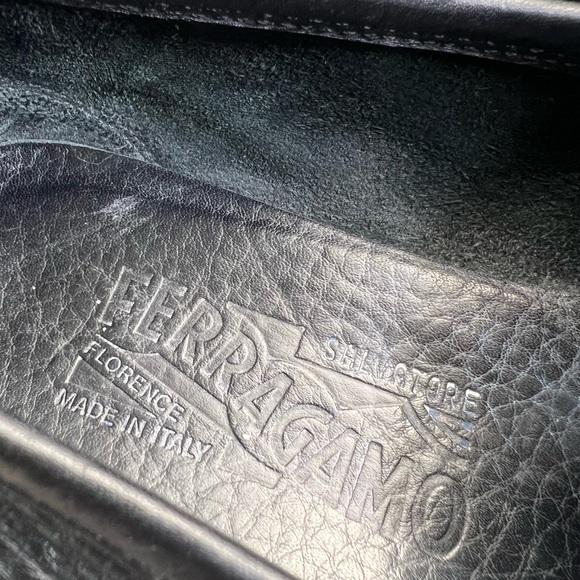 Salvatore Ferragamo Black Leather Slip On Loafers Size 8 - Picture 7 of 12